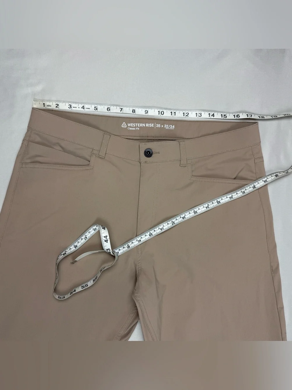 Western Rise Mens Evolution Pants 35 x 32 Classic Fit Khaki/Tan Performance B9 - Picture 7 of 9